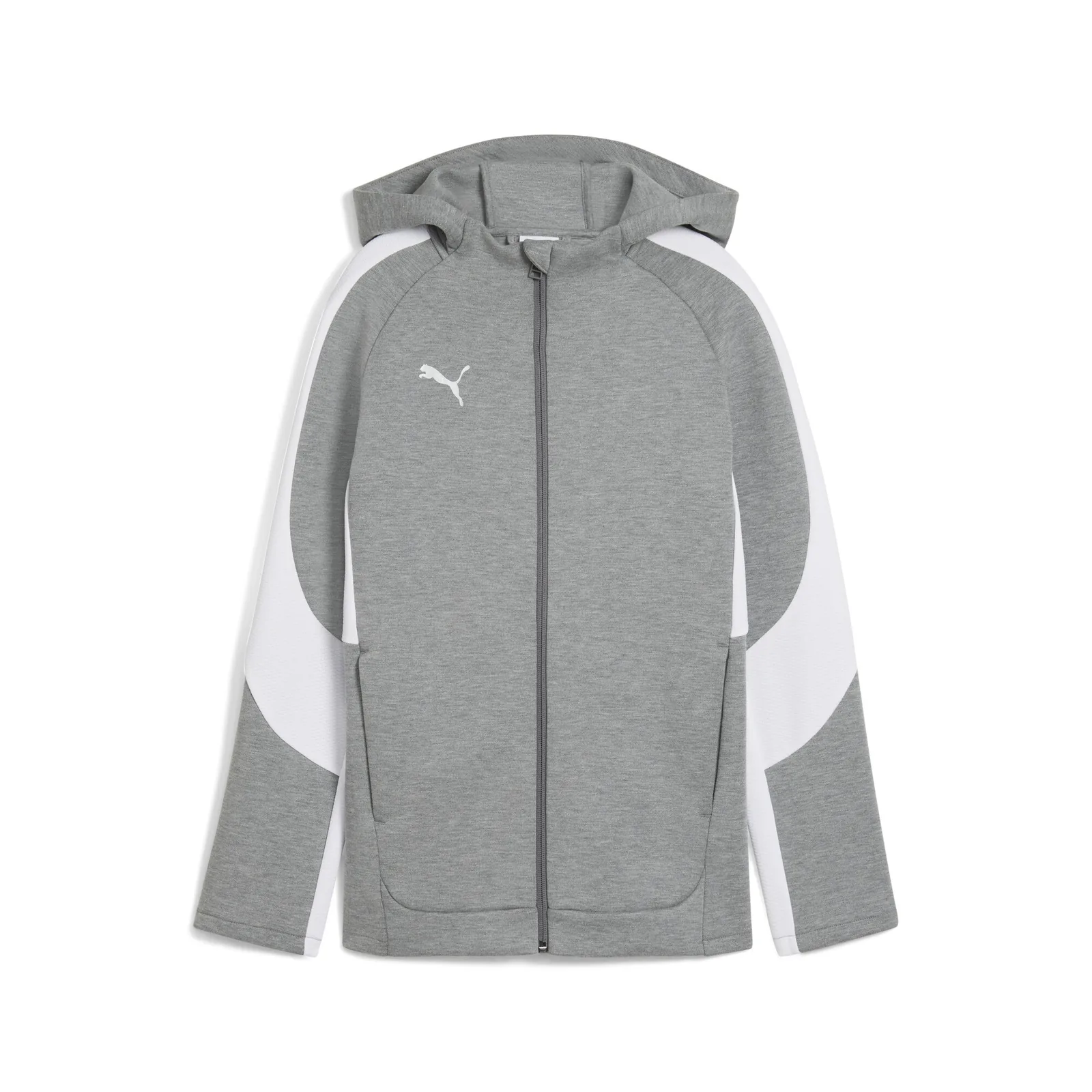 teamEVOSTRIPE Hooded Jacket Jr · Medium Gray Heather-PUMA Silver-PUMA White