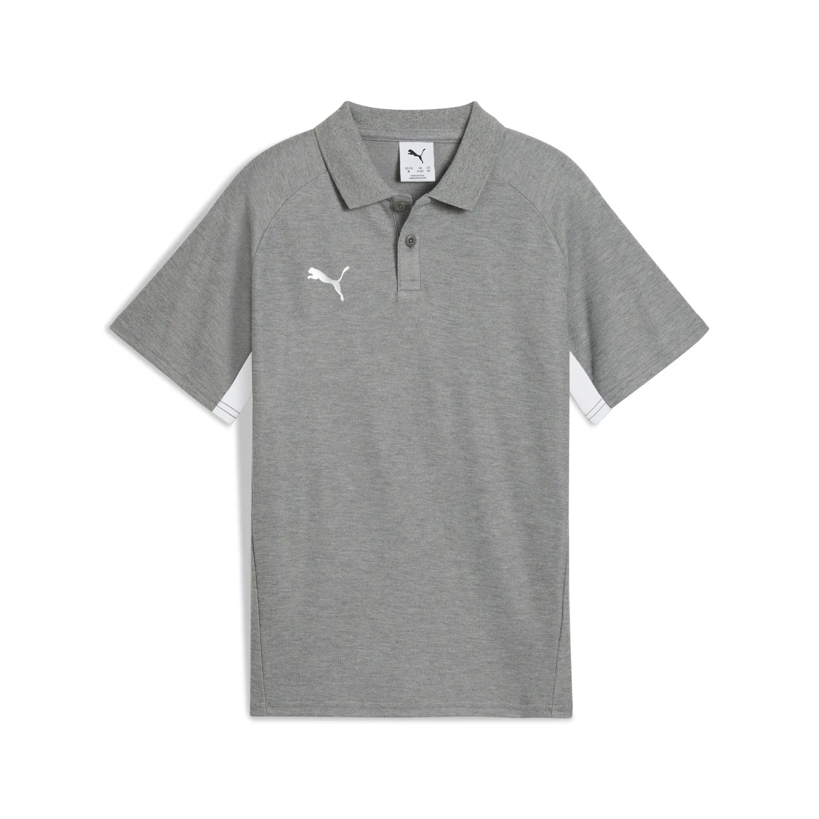 teamEVOSTRIPE Polo Jr · Medium Gray Heather-PUMA Silver-PUMA White