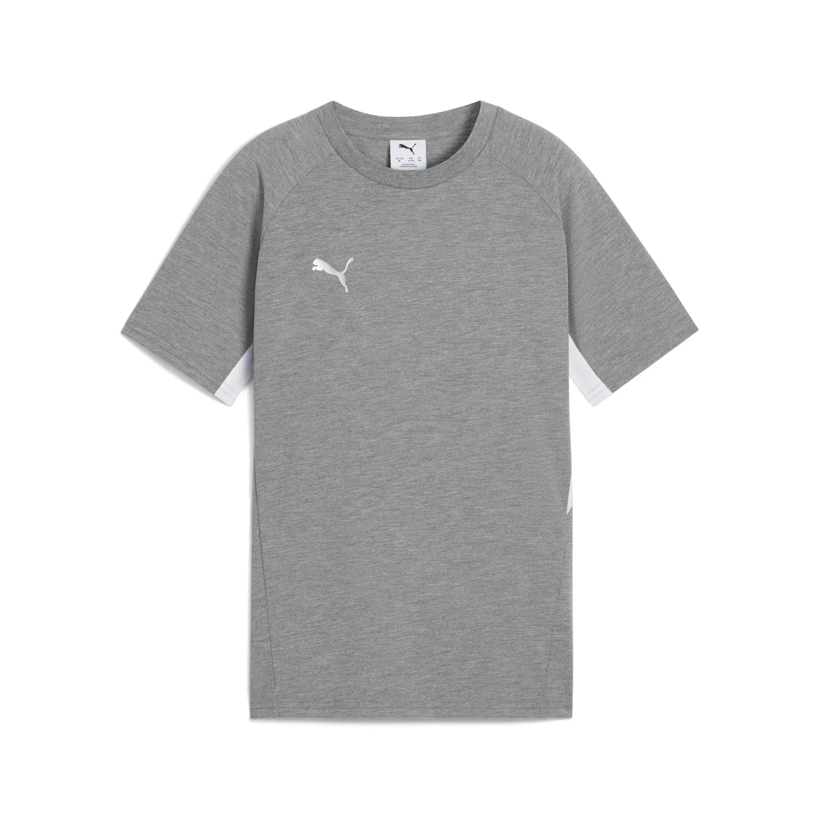 teamEVOSTRIPE Tee Jr · Medium Gray Heather-PUMA Silver-PUMA White